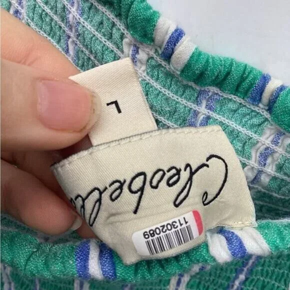 Country Club Chic Cleobella Jade stripe bardot jumpsuit sz large - Picture 4 of 8